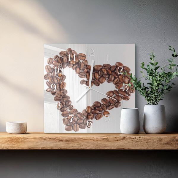 Wanduhr quadratisch Kaffeebohnen