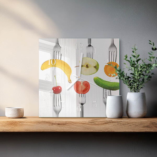 Wanduhr quadratisch Obst