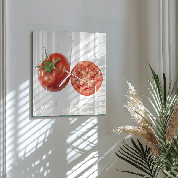 Wanduhr quadratisch Tomaten