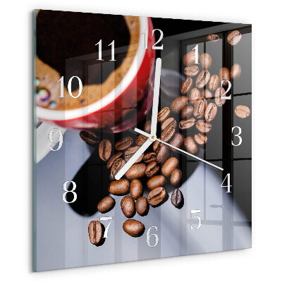Wanduhr quadratisch Tasse Kaffee