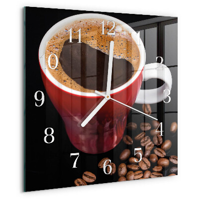 Wanduhr quadratisch Tasse Kaffee