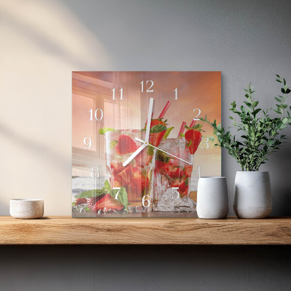 Wanduhr quadratisch Erdbeeren