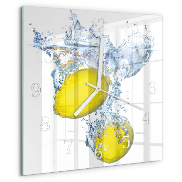 Wanduhr quadratisch Zitronen in Wasser