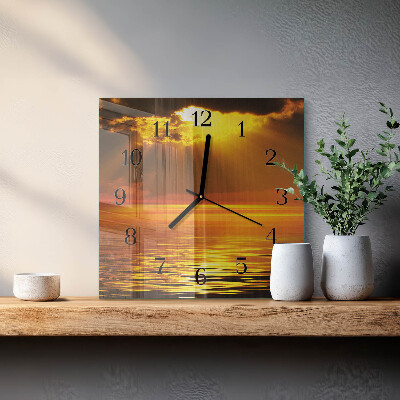 Wanduhr aus glas Sonnenuntergang