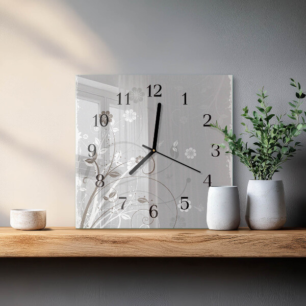 Wanduhr aus glas Blumen