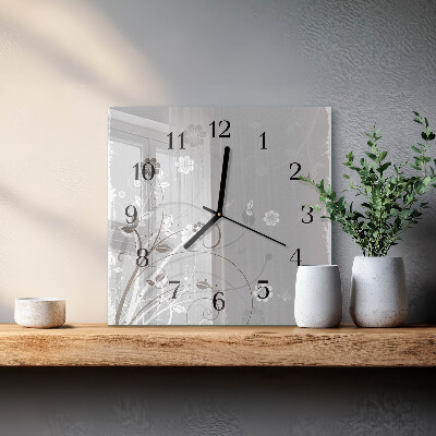 Wanduhr aus glas Blumen