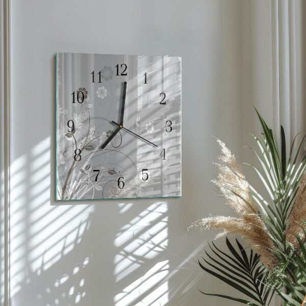 Wanduhr aus glas Blumen