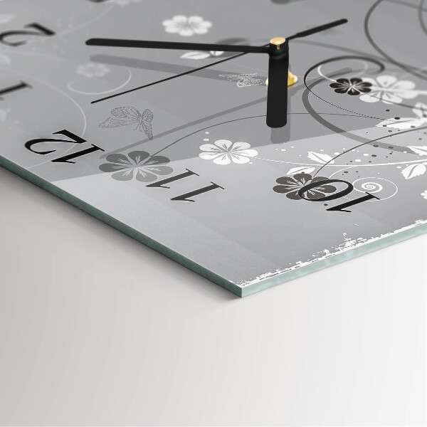 Wanduhr aus glas Blumen