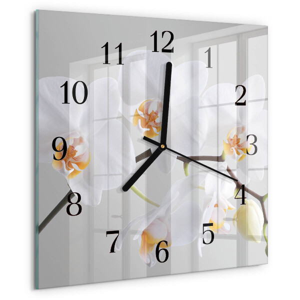 Wanduhr aus glas Orchidee