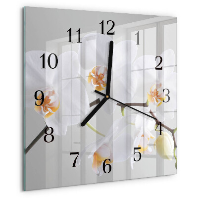 Wanduhr aus glas Orchidee