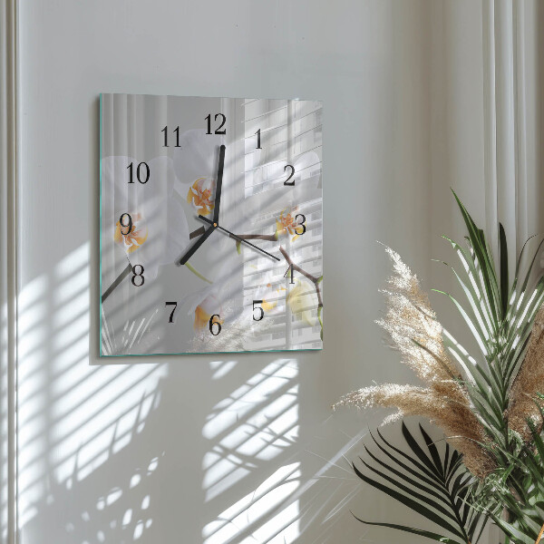 Wanduhr aus glas Orchidee