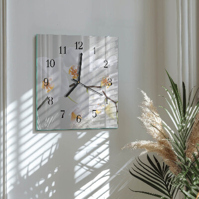 Wanduhr aus glas Orchidee
