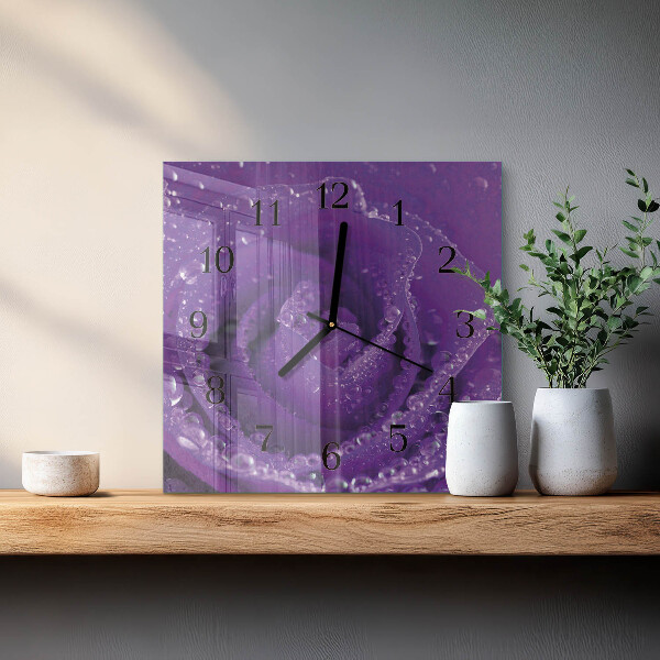 Wanduhr aus glas Rose