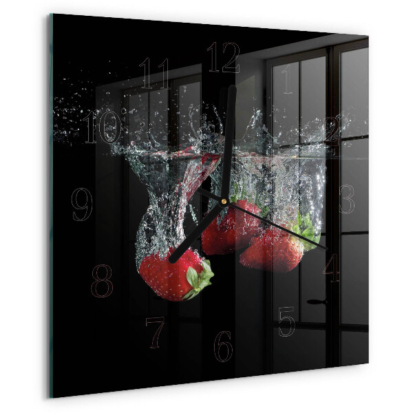 Wanduhr aus glas Erdbeeren