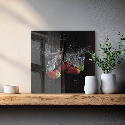 Wanduhr aus glas Erdbeeren