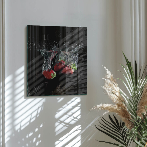 Wanduhr aus glas Erdbeeren
