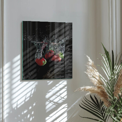 Wanduhr aus glas Erdbeeren