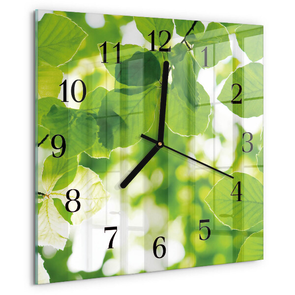 Wanduhr aus glas Blätter