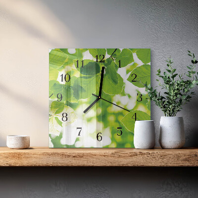 Wanduhr aus glas Blätter