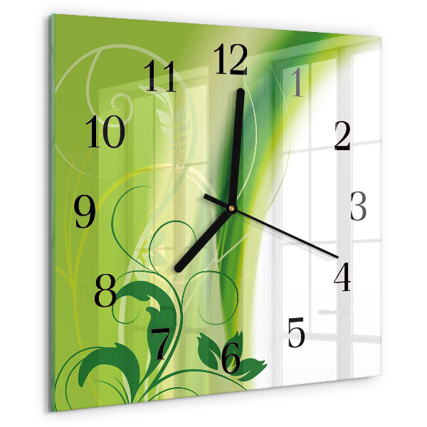 Wanduhr aus glas Blumenmuster