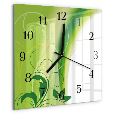 Wanduhr aus glas Blumenmuster