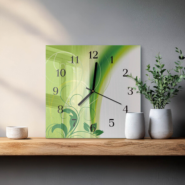 Wanduhr aus glas Blumenmuster