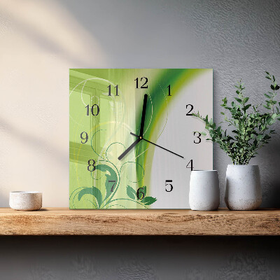 Wanduhr aus glas Blumenmuster