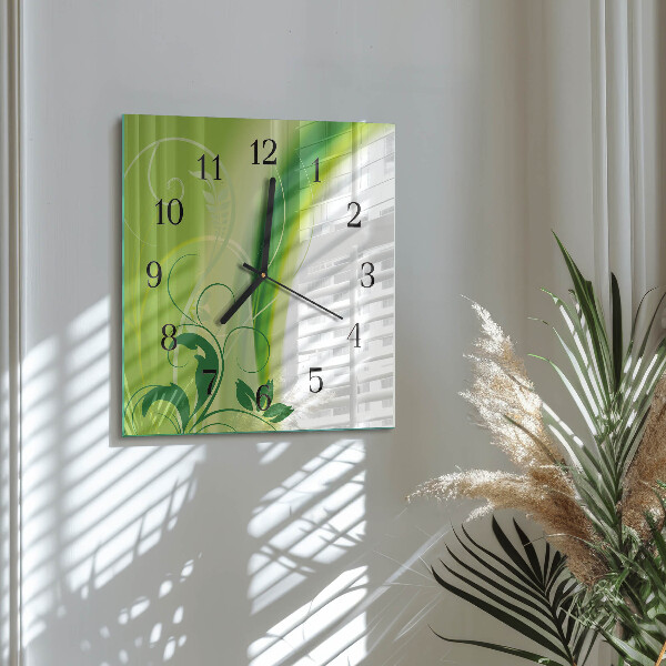 Wanduhr aus glas Blumenmuster