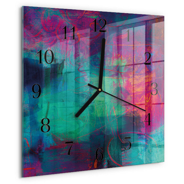 Wanduhr aus glas Farbenfrohes Gemälde