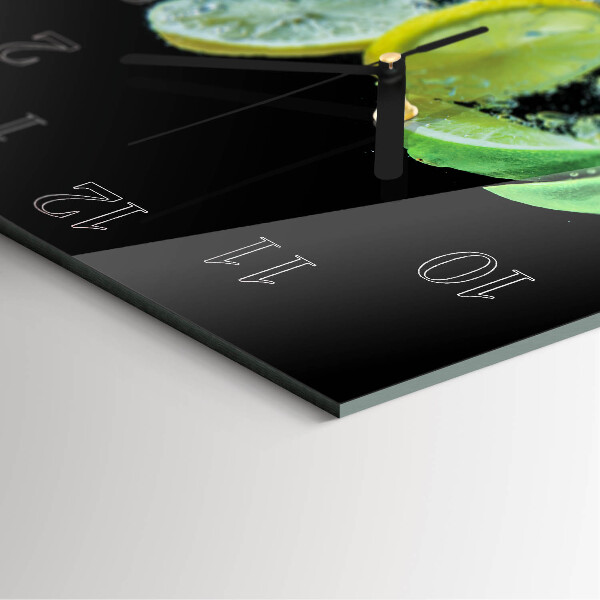 Wanduhr aus glas Zitrone und Limette
