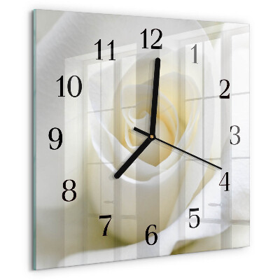 Wanduhr aus glas Weiße Rose