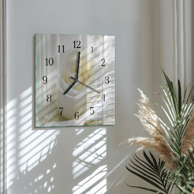 Wanduhr aus glas Weiße Rose