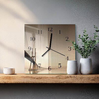 Wanduhr aus glas Sepia-Brücke