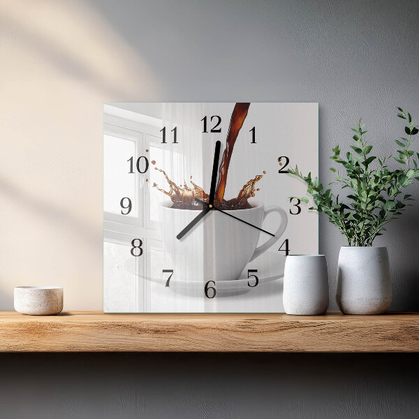 Wanduhr aus glas Tasse Kaffee