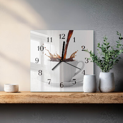 Wanduhr aus glas Tasse Kaffee