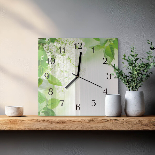 Wanduhr aus glas Blätter