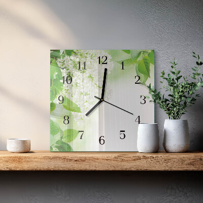 Wanduhr aus glas Blätter
