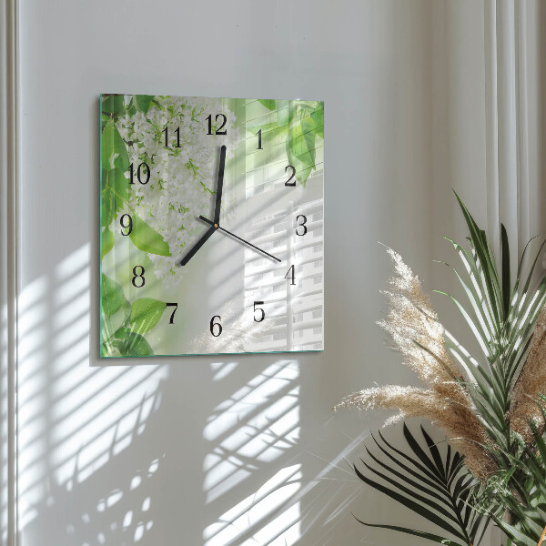 Wanduhr aus glas Blätter