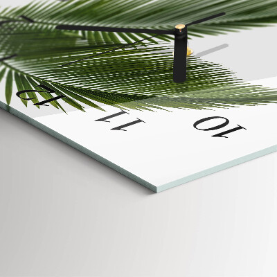 Wanduhr aus glas Palmenblätter