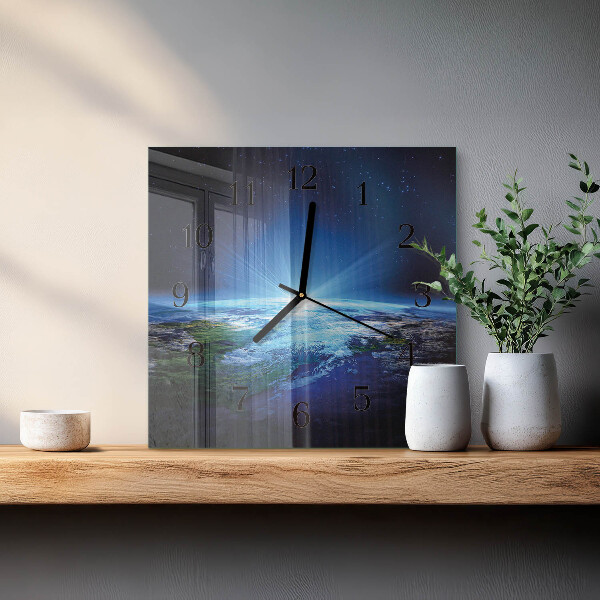 Wanduhr aus glas Das Universum der Erde