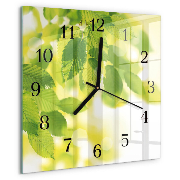 Wanduhr aus glas Blätter
