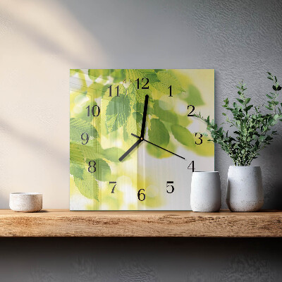 Wanduhr aus glas Blätter