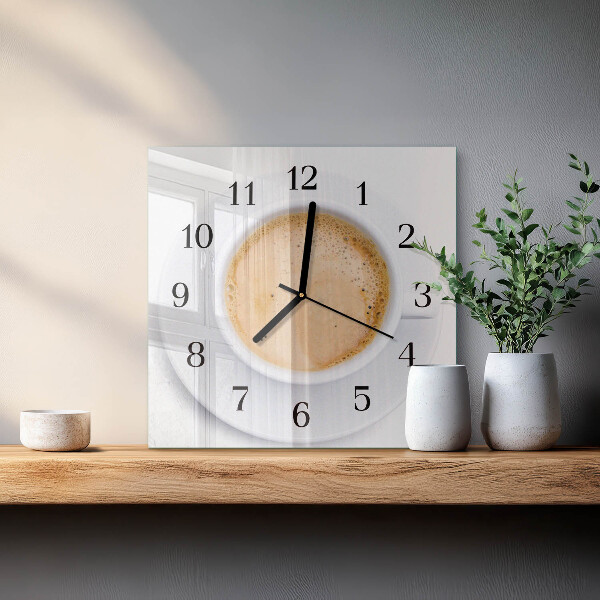 Wanduhr aus glas Tasse Kaffee