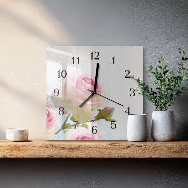 Wanduhr aus glas Rose