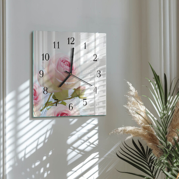Wanduhr aus glas Rose