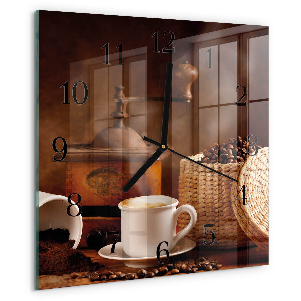 Wanduhr aus glas Tasse Kaffee