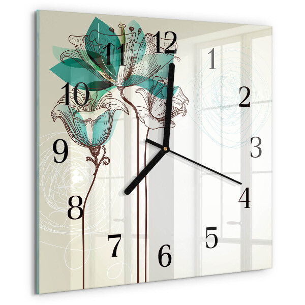 Wanduhr aus glas Vintage-Blumen