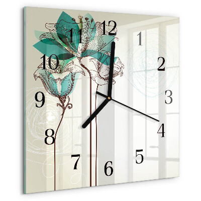 Wanduhr aus glas Vintage-Blumen
