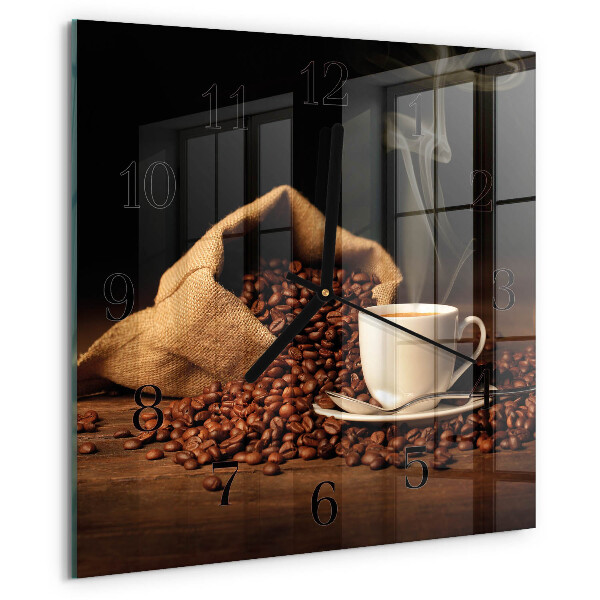 Wanduhr aus glas Kaffeebohnen