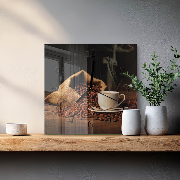 Wanduhr aus glas Kaffeebohnen